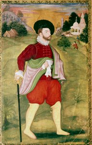 Portrett av en europeisk, Mughal-skole, Akbar-perioden, sent på 1500-tallet av Unbekannt