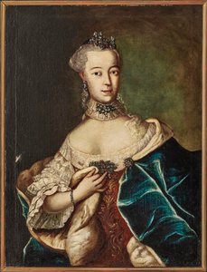 Portrett av en Friederike Caroline von Sachsen-Coburg-Saalfeld, markgrevin av..., 1700-tallet. av Unbekannt