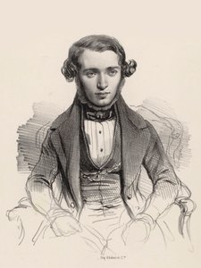 Portrett av pianist og komponist Jacob Rosenhain 1813-1894, 1845. av Unbekannt