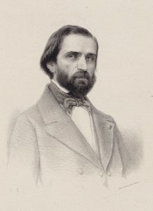 Portrett av komponisten Giuseppe Verdi 1813-1901, ca. 1850. av Unbekannt