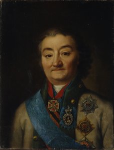 Portrett av den øverstkommanderende for flåten grev Alexey Grigoryevich Orlov av Chesma 17371808, sent på 1700-tallet. av Unbekannt