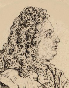 Portrett av komponisten Marin Marais 1656-1728. av Unbekannt
