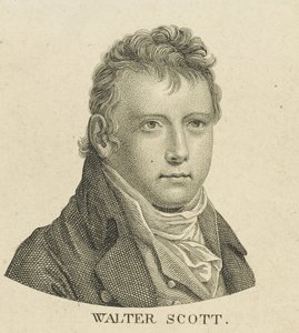 Portrett av den historiske romanforfatteren og poeten Sir Walter Scott 1771-1832, ca. 1800. av Unbekannt