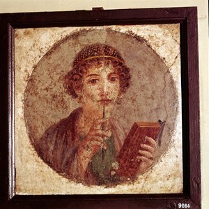 Portrettmaleri av Sappho, Pompeii, Italia av Unbekannt