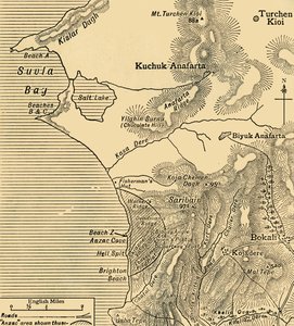 Posisjoner til ANZAC-styrker på Gallipoli-halvøya i Tyrkia, første verdenskrig, juli 1915, c1920. av Unbekannt