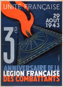 Plakat for 3-årsjubileet for stiftelsen av Legion Francaise des Combattants, 1943