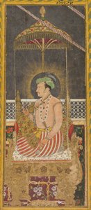 Posthumt portrett av keiser Jahangir under en baldakin, ca. 1650. av Unbekannt