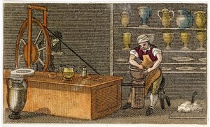 Pottemaker på jobb ved Wedgwoods Etruria-fabrikken, Hanley, Staffordshire, c1830 av Unbekannt