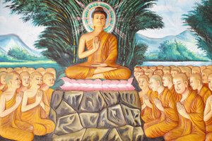 Preah Prom Rath MonasteryLife of the Buddha Instruerer forsamlingens arahanter, Siem Reap, Kambodsja av Unbekannt