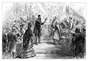 Presentasjon av et sverd til Giuseppe Garibaldi på Crystal Palace, 1864 sent på 1800-tallet av Unbekannt