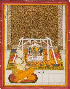 Prest ved en Krishna-helligdom, c1831 av Unbekannt
