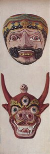Primitive Cultures in Ritual and Festival Masks - Festival mask and Cow-face mask , c1935 av Unbekannt
