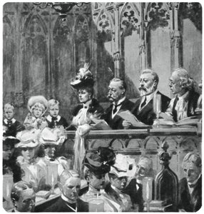 Prins Albert ved klostrets takksigelsesgudstjeneste for foreldrene sine trygg retur fra India, 1906 1937 av Unbekannt