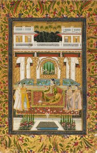 Prinsesse med ledsagere i et palass, 1700-tallet av Unbekannt