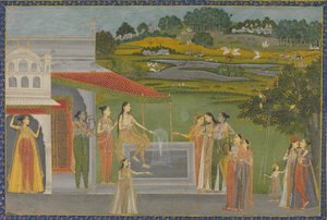 Prinsesser samles ved en fontene, ca. 1770. av Unbekannt
