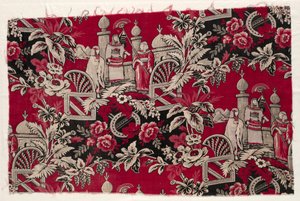 Trykt bomull med egyptisk scene, 1800-tallet. av Unbekannt