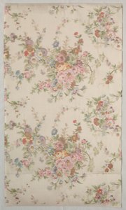 Trykt silke med blomsterdesign, sent på 1800-tallet. av Unbekannt