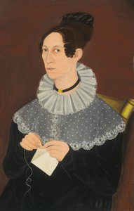 Sannsynligvis Sarah Cook Arnold Knitting, ca. 1830. av Unbekannt