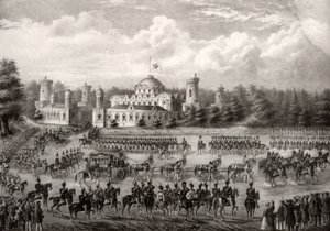 Prosesjon av tsar Nicholas I inn i Dormition-katedralen fra Petrovsky-palasset under hans kroning i 1825, 1826 av Unbekannt