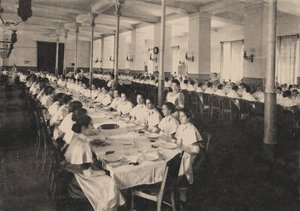 Elever ved Smolny Institute for Noble Maidens i kantinen, 1889 av Unbekannt