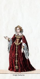 Dronning Katharine, kostymedesign for Shakespeares skuespill, Henry VIII, 1800-tallet av Unbekannt