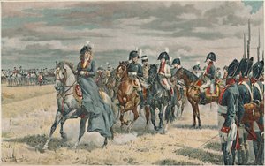 Dronning Louisa gjennomgår den prøyssiske hæren, 1896 av Unbekannt