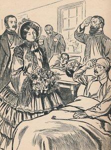 Dronning Victoria besøker sine sårede soldater, c1907 av Unbekannt