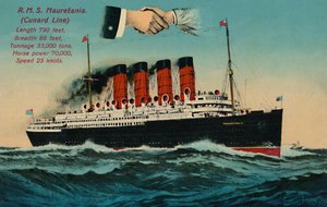 R.M.S. Mauretania. Cunard Line, ca 1930-tallet. av Unbekannt