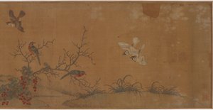 Kaniner, fugler og blomster, 1600-tallet. av Unbekannt