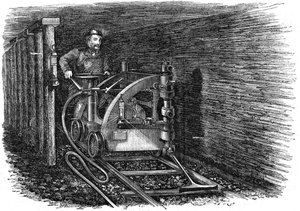 Skinnemontert kullskjæremaskin, 1864 av Unbekannt