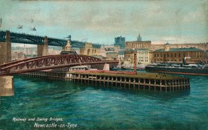 Jernbane- og svingbroer, Newcastle-upon-Tyne, c1905 av Unbekannt