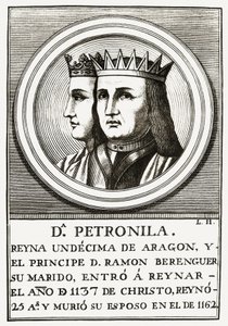 Raimond Berenger IV av Barcelona og Petronilla Queen of Aragon, gravering. av Unbekannt
