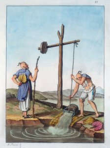 Heving av vann ved hjelp av en shaduf, Kina, 1825-1835 av Unbekannt