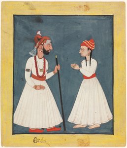 Raja Shamsher Sen med en ungdom, 1760-70. av Unbekannt