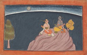 Rama og Lakshmana på Pavarasana-fjellet: Folio fra Shangri Ramayana-serien..., c1690-1710. av Unbekannt