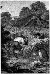 Høste med sigd og binde skjærene, England, c1800 av Unbekannt