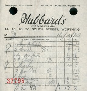 Kvittering fra Hubbards varehus, 1921. av Unbekannt