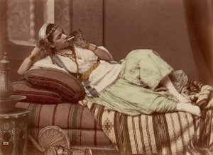 [Reclining Woman Smoking], 1870-90. av Unbekannt
