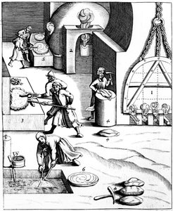Raffinering av kobber ved bruk av den ungarske prosessen, 1683 av Unbekannt