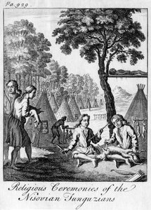 Religiøse seremonier til Nisovian Tunguzians, c1748 av Unbekannt