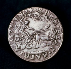 Baksiden av en medalje til minne om den lyse kometen fra 1577 av Unbekannt