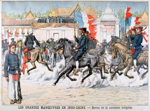 Gjennomgang av urbefolkningens kavaleri, Fransk Indokina, 1903 av Unbekannt