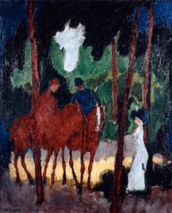 Ryttere i Boulogne-skogen, c1904 av Unbekannt