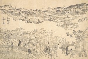 Omue-elven og Oda-broen, 1700. av Unbekannt