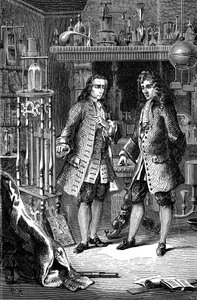 Robert Boyle , anglo-irsk kjemiker og fysiker og Denis Papin , fransk fysiker, 1870 av Unbekannt
