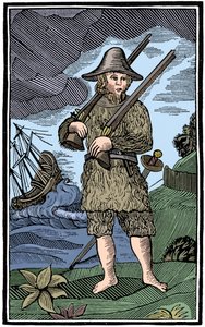 Robinson Crusoe, kapittelbokklipp, 1700-tallet 1964 av Unbekannt