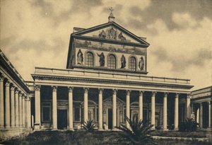 Roma - Hovedfasade til St. Paul-basilikaen uten vegger, 1910. av Unbekannt