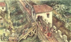 Romersk bastion på bymuren, London, 400-tallet av Unbekannt