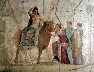 Romersk veggmaleri av The Rape of Europa, House of Jason, Pompeii, Italia av Unbekannt
