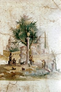 Romersk veggmaleri av et mytisk landskap, Villa of Agrippa Postumus, nær Pompeii, Italia av Unbekannt